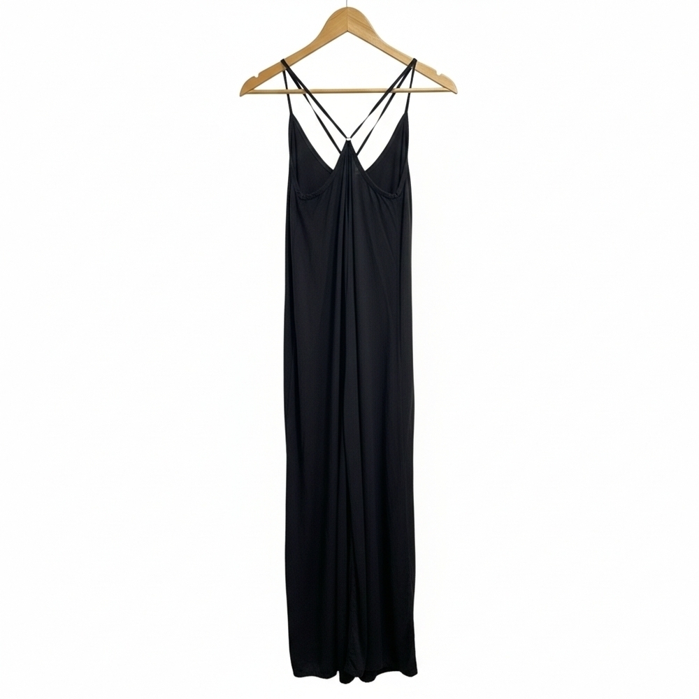 Black Romper Cropped Strappy Keyhole Back Size Xs - Picture 3 of 5